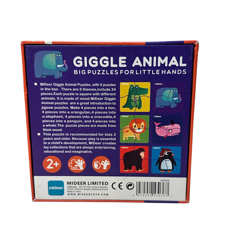 Mideer 6 Happy Animal Wooden Puzzles - 24pcs