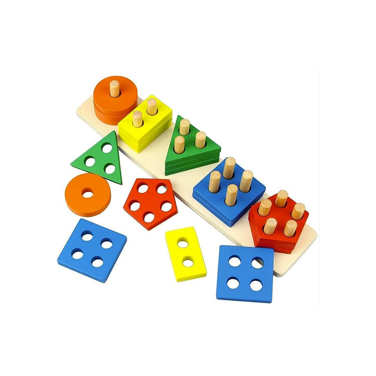 Al-Ostoura-Toys-Wooden-Sorting-Stacking-Shape-Educational-Toy-Image 1