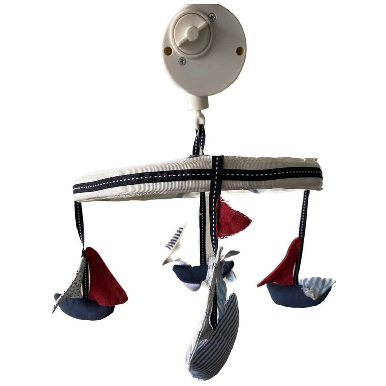 Pottery-Barn-Musical-Crib-Nursery-Mobile-(Sailboats)-+-Beech-Wood-Mobile-Arm-2