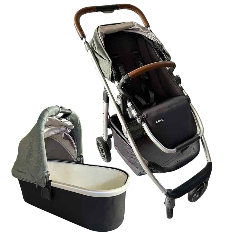 UPPAbaby-Cruz-Stroller-with-Bassinet-(2018)-Green-Melange-1