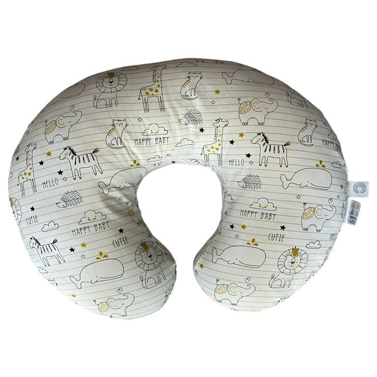 Boppy Original Feeding & Infant Support Pillow - Notebook Black and White with Gold Animals