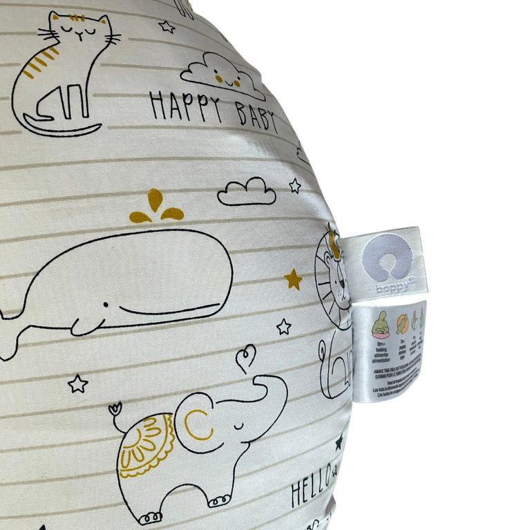 Boppy Original Feeding & Infant Support Pillow - Notebook Black and White with Gold Animals