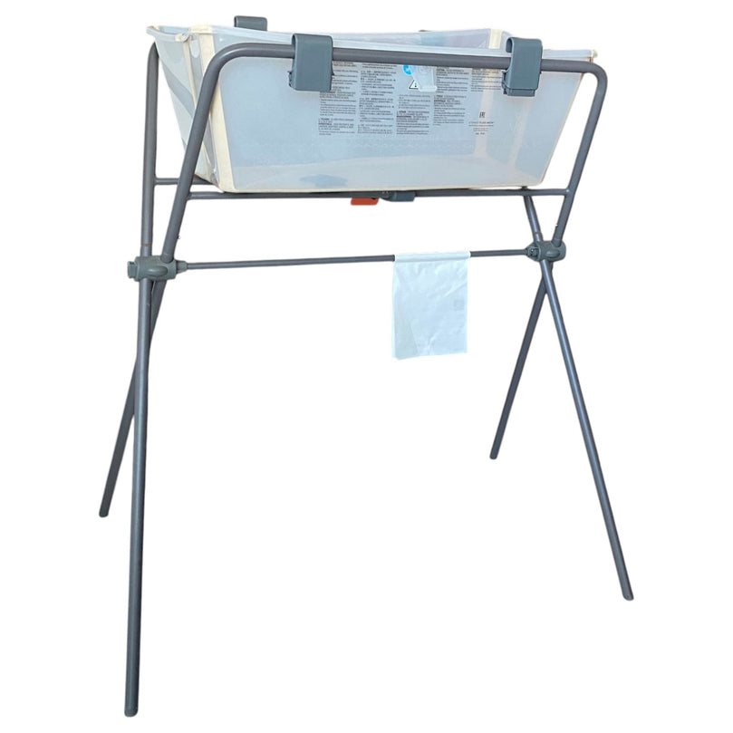 Stokke-Flexi-Bath-Tub-With-Newborn-Support-&-Stand-Set-White/Grey--2-1
