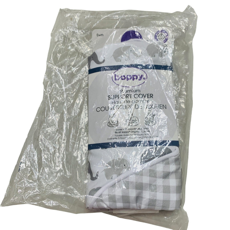 Boppy-Nursing-Pillow-Cover—Gray-Elephants-Plaid-1-1