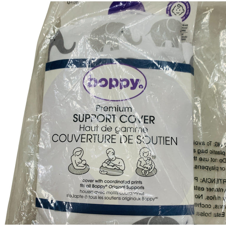 Boppy-Nursing-Pillow-Cover—Gray-Elephants-Plaid-1-4