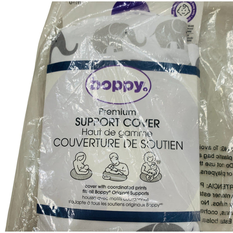 Boppy-Nursing-Pillow-Cover—Gray-Elephants-Plaid-1-4