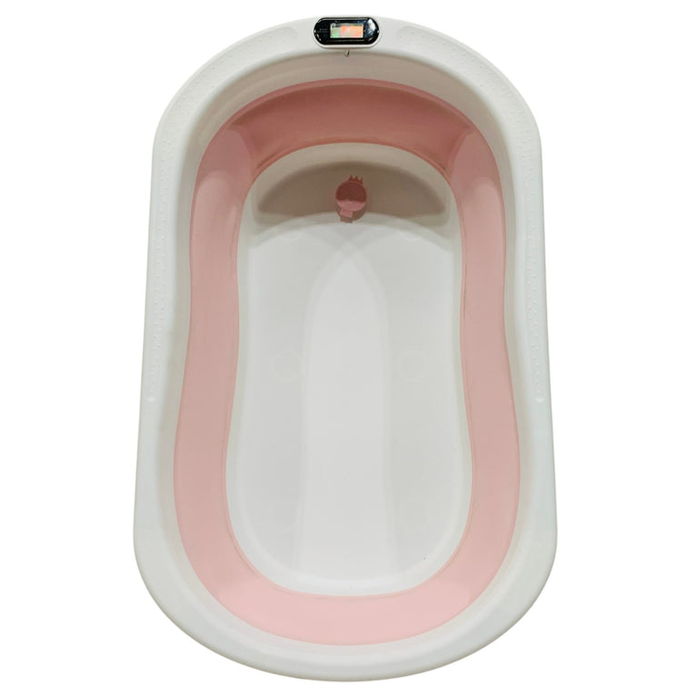 Nurtur-Foldable-Baby-Bathtub-with-Digital-Temperature-Sensor-White-&-Pink-1-2