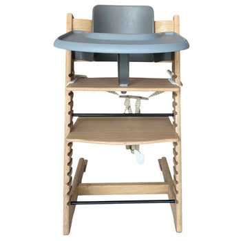 Stokke-High-Chair-(Brown)-with-Baby-Set-Tray-(Storm)-&-Harness-(Beige)-1-2