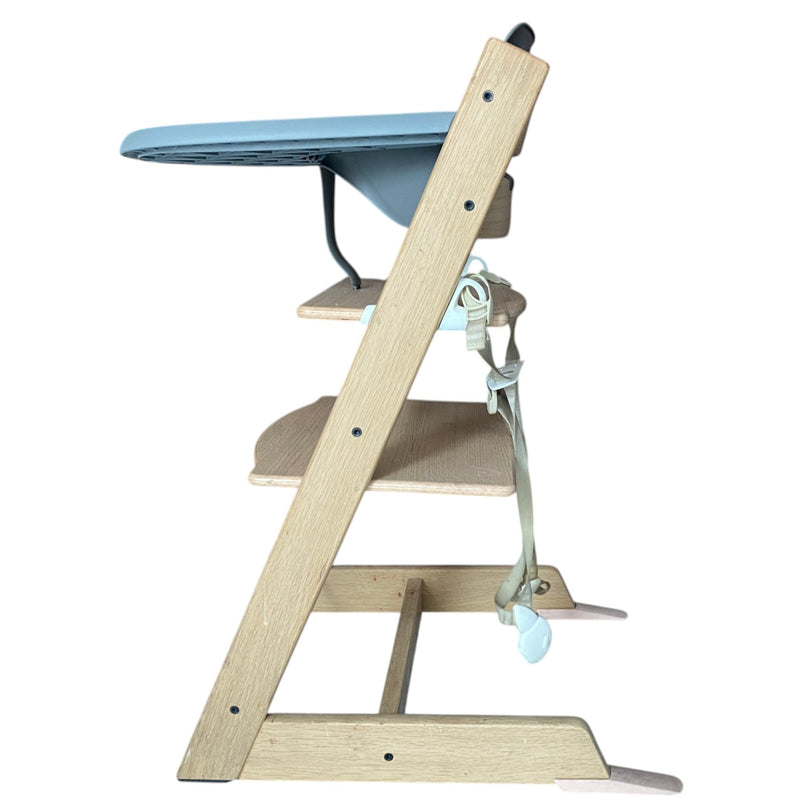 Stokke-High-Chair-(Brown)-with-Baby-Set-Tray-(Storm)-&-Harness-(Beige)-1-4