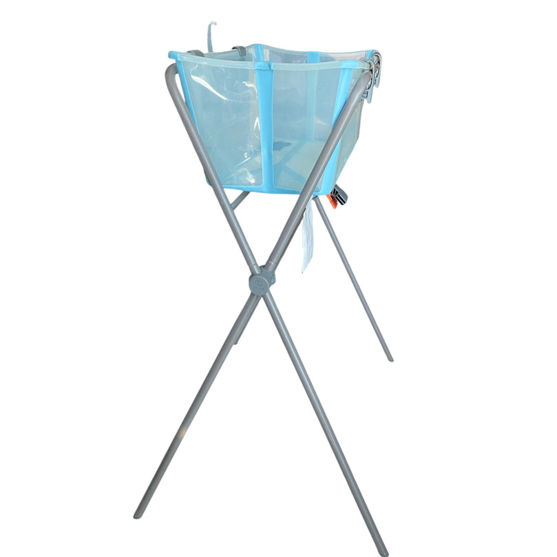 Stokke-Flexi-Bath-Tub-With-Newborn-Support-&-Stand-Set-Clear-Blue-1-4