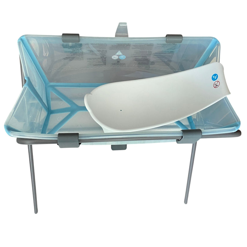 Stokke-Flexi-Bath-Tub-With-Newborn-Support-&-Stand-Set-Clear-Blue-1-5