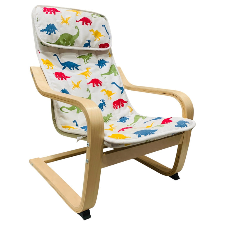 Ikea-Children's-Armchair-Birch-Veneer/Medskog-Dinosaur-Pattern-1-1