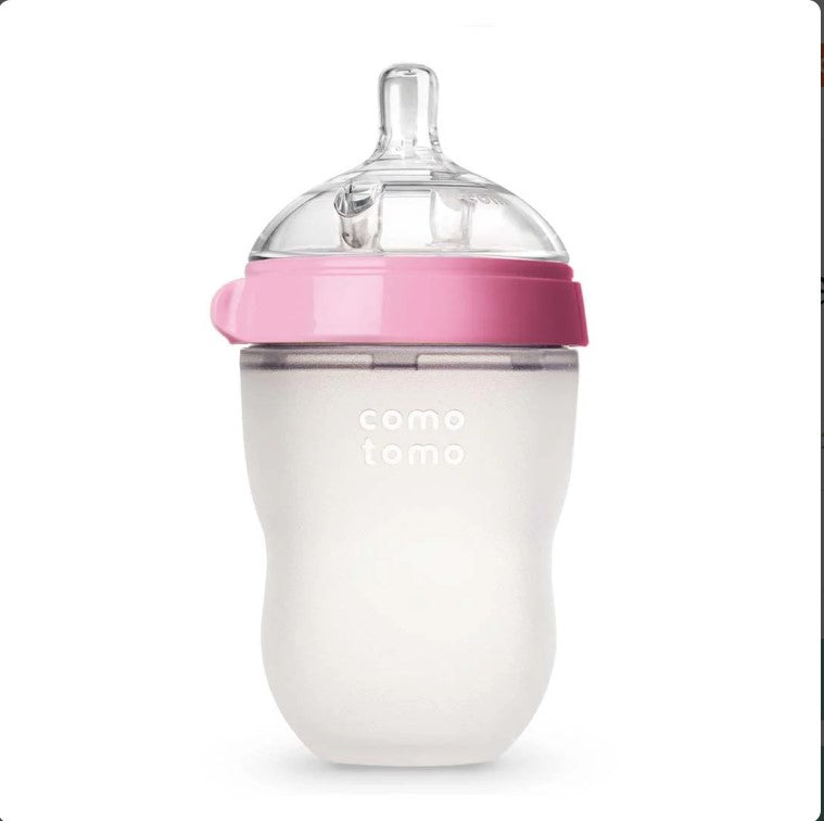 Comotomo-Natural-Feel-Baby-Bottle-(Single-Pack)-Pink-&-White,-150-ml-1-1-1