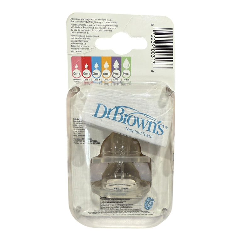 Dr. Brown's Level 4 Natural Flow Silicone Narrow Nipples Pack Of 2 - 9m+