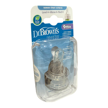 Dr. Brown's Level 4 Natural Flow Silicone Narrow Nipples Pack Of 2 - 9m+