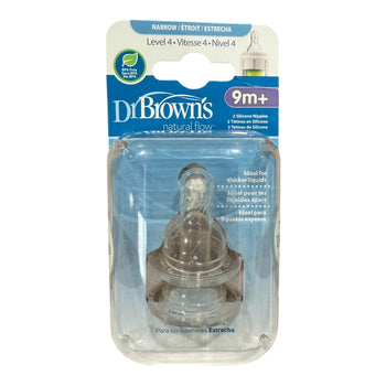 Dr. Brown's Level 4 Natural Flow Silicone Narrow Nipples Pack Of 2 - 9m+