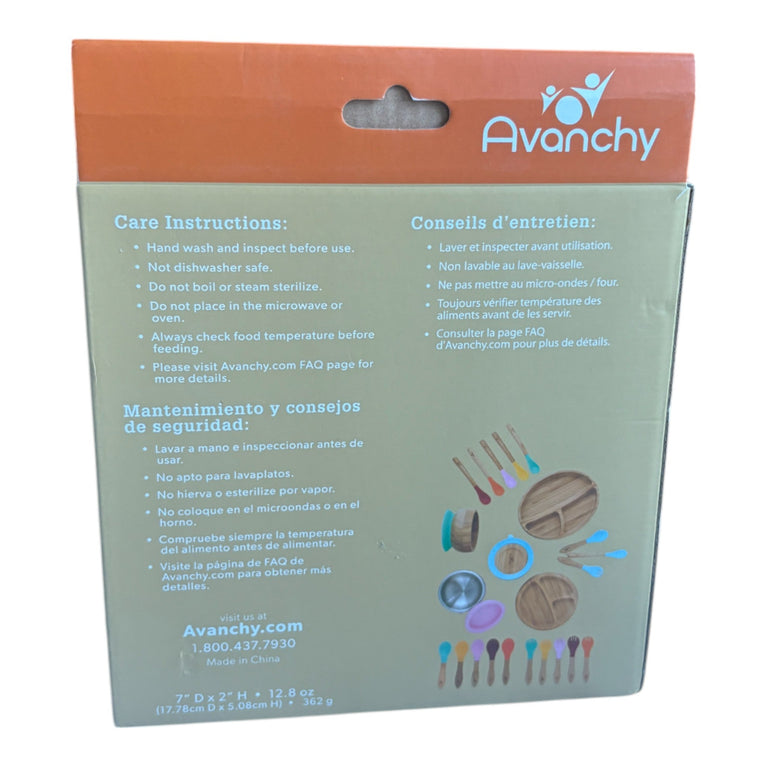 Avanchy Bamboo Suction Classic Plate Spoon Set