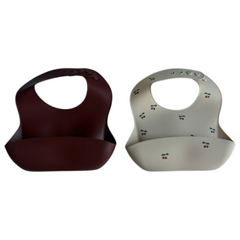 Konges Slojd Silicone Bib - Cherry / Mocha