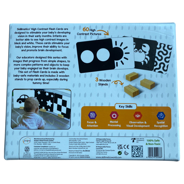 Skillmatics Large Flash Cards for Babies & Infants - High Contrast - 60 Pictures