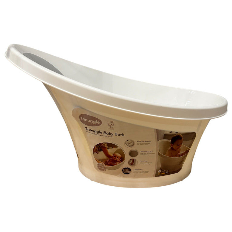 Shnuggle Baby Bath Tub + Foldable Bath Stand - White