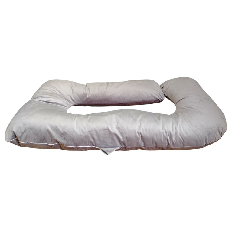 MUMO Pregnancy Pillows for Sleeping, U Shaped  with Velvet Cover- Grey
