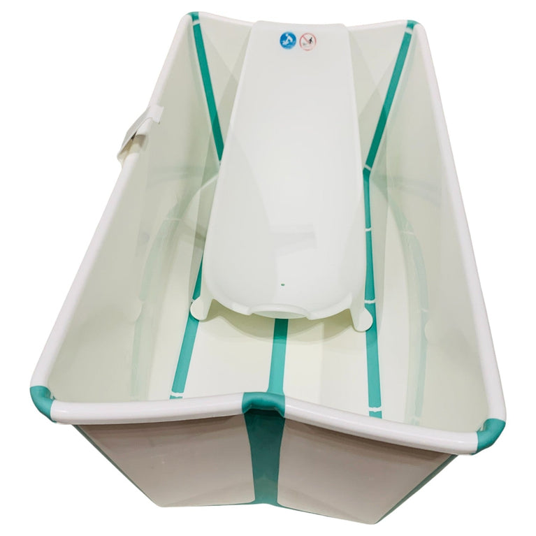 Stokke-Flexi-Bath-Tub-+-Newborn-Support-Bundle-Clear-Green-4-2