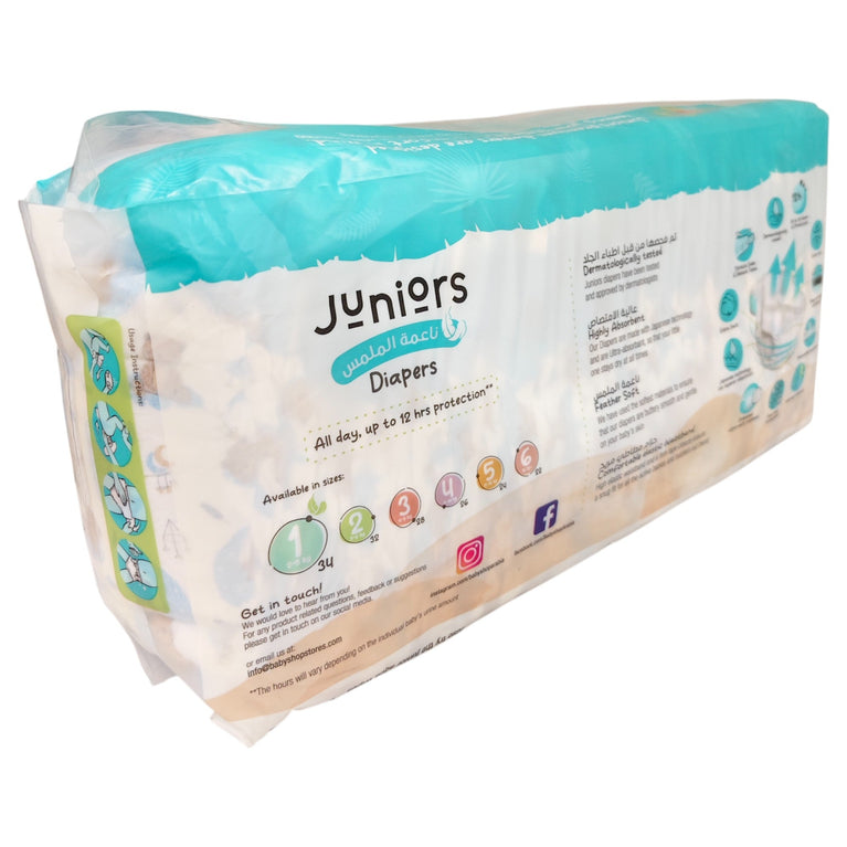 Juniors 34-Piece Tape Style Diapers Newborn Size 1 (2-5 kg)
