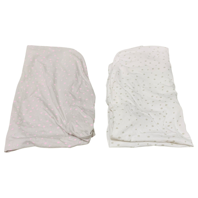 Snuz-Fitted-Sheets-Pack-of-2-White-with-Grey-Dots-/-Grey-with-Pink-Dots-1-1