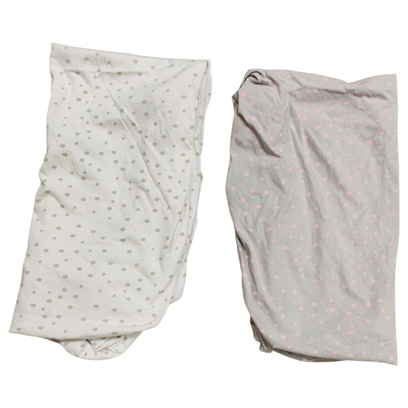 Snuz-Fitted-Sheets-Pack-of-2-White-with-Grey-Dots-/-Grey-with-Pink-Dots-1-2