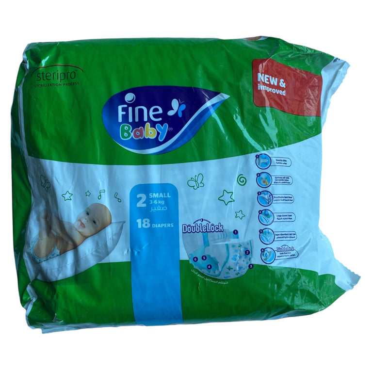 Fine Baby Tape Style Diapers- Size 2(Small 3-6kg)-18 Pieces
