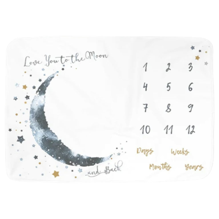 Tiny Toes Fleece Milestone Blanket - Moon