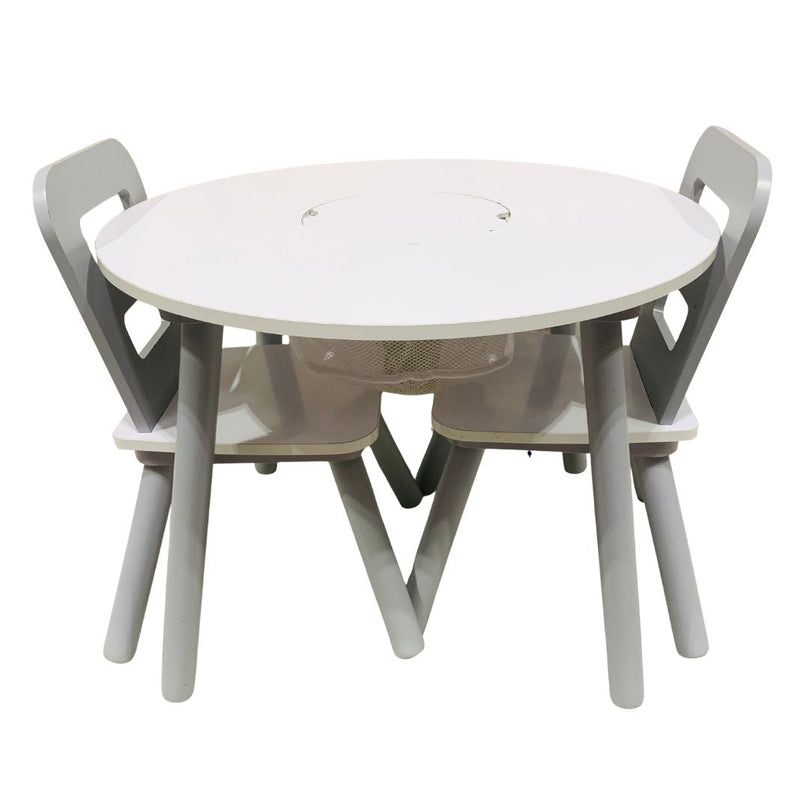 Kidkraft-Round-Storage-Table-&-2-Chair-Set-Grey-&-White-1-2