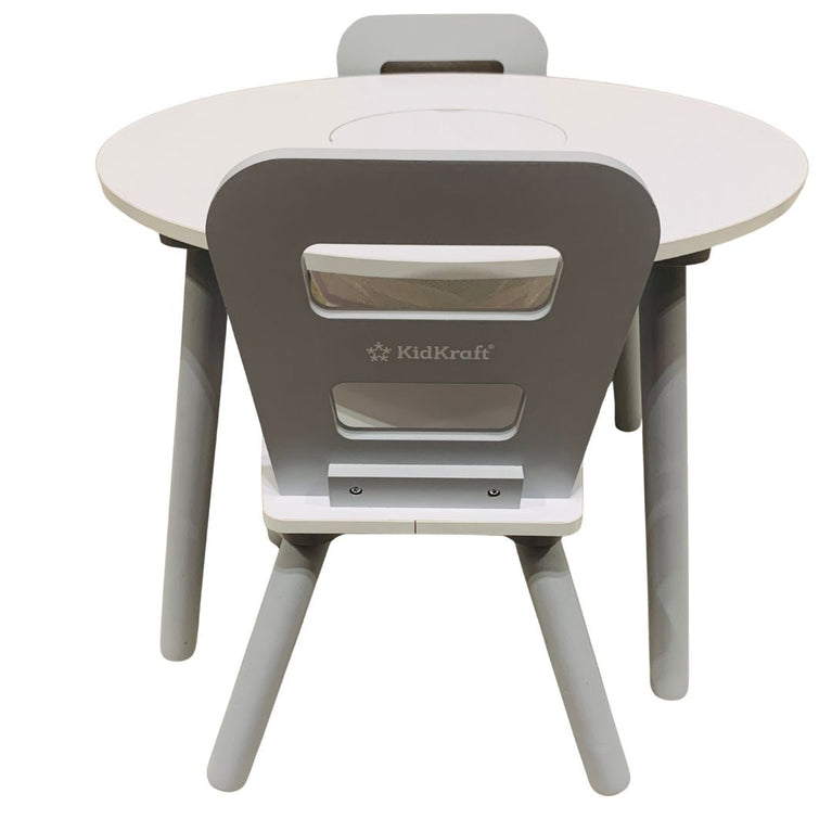 Kidkraft-Round-Storage-Table-&-2-Chair-Set-Grey-&-White-1-3