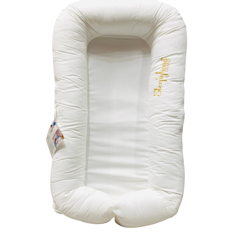 Sleepyhead-(DockATot)-Grand-Dock-Pod-Baby-Lounger-+-Spare-Cover-Pristine-White-/-Green-Geometry-30-10