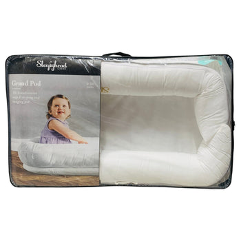 Sleepyhead-(DockATot)-Grand-Dock-Pod-Baby-Lounger-+-Spare-Cover-Pristine-White-/-Green-Geometry-30-2