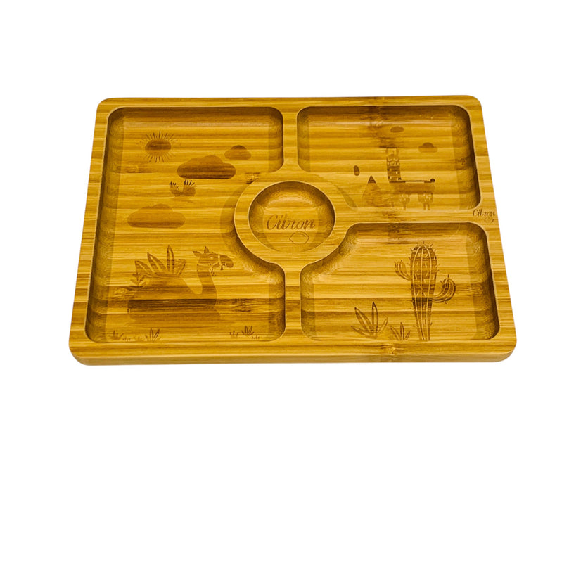 Citron-Kids-Square-Bamboo-Plate-With-Suction-And-Spoon-Pink-1-3