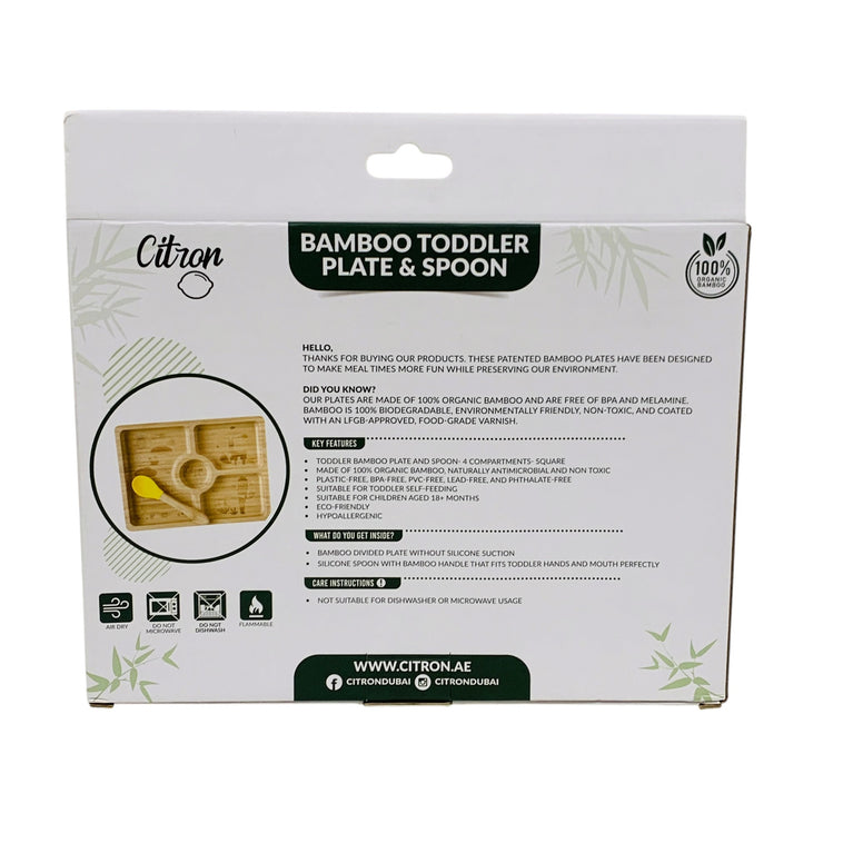 Citron-Kids-Square-Bamboo-Plate-With-Suction-And-Spoon-Pink-1-6