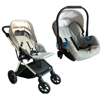 Baybee 3-in-1 Convertible Baby Pram Stroller and Car Seat Travel System - Silver Grey