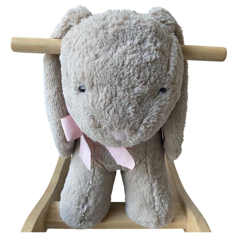 Pottery Barn Sherpa Bunny Plush Wooden Rocker
