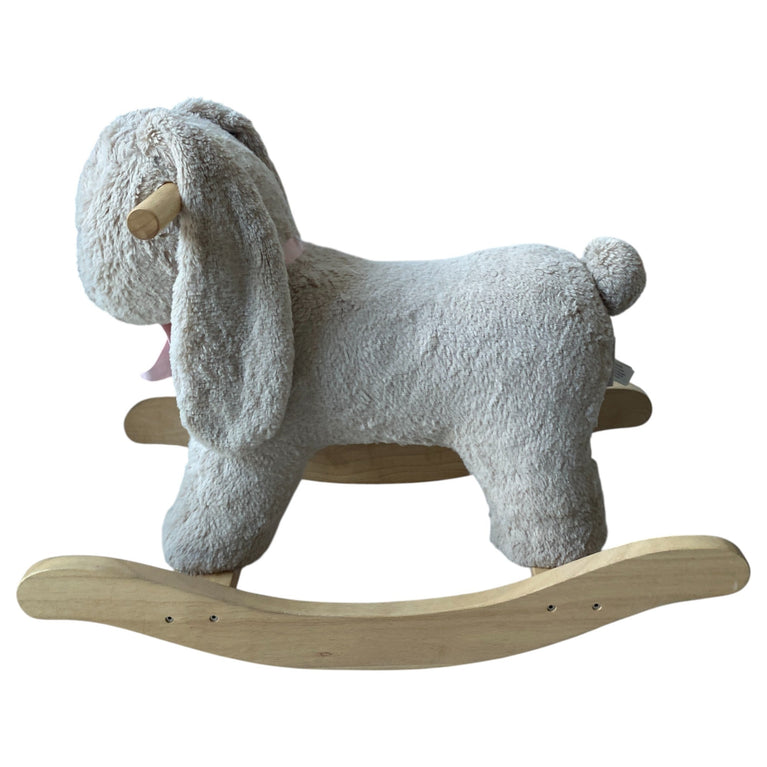 Pottery Barn Sherpa Bunny Plush Wooden Rocker