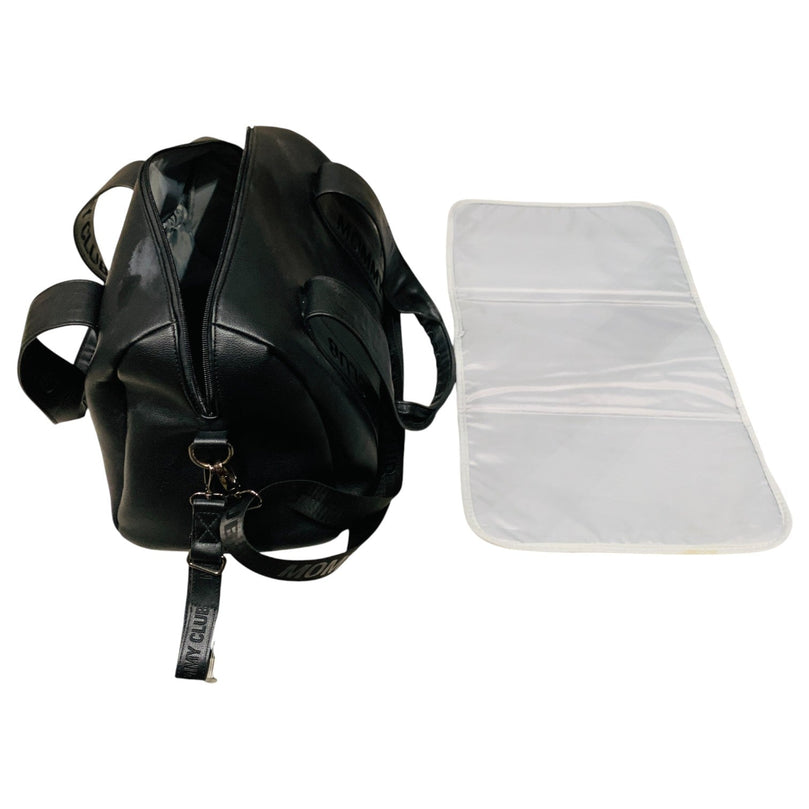 Childhome-Mommy-Club-Signature-PU-Leather-Diaper-Changing-Bag-Black-1-1