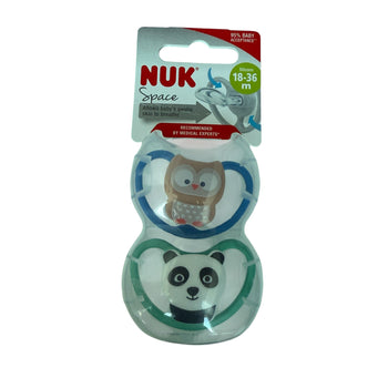 NUK Space Orthodontic Silicone Soothers - Pack of 2 (18-36 months) - Blue / Green