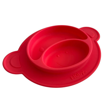 Nuby Non-Slip/Absorbent Silicone Learning Plate - Monkey Red
