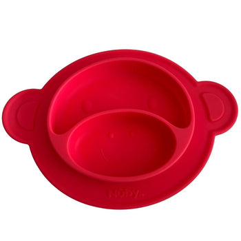 Nuby Non-Slip/Absorbent Silicone Learning Plate - Monkey Red