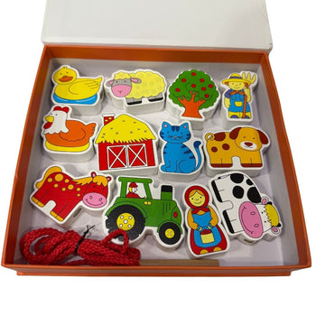 VIGA Lacing Blocks Set - Farm