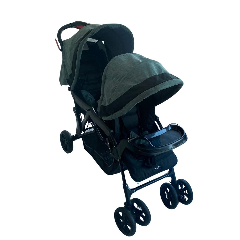juniors double stroller Juniors Tandem Baby Twin Stroller with Canopy - Cadet Blue | Shop used Strollers in UAE