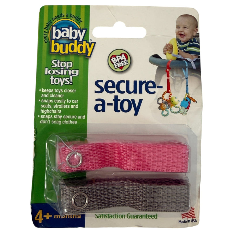 Baby-Buddy-Secure-a-Toy-Stroller-Accessory-(Pack-of-2)-Pink/Grey-1-2