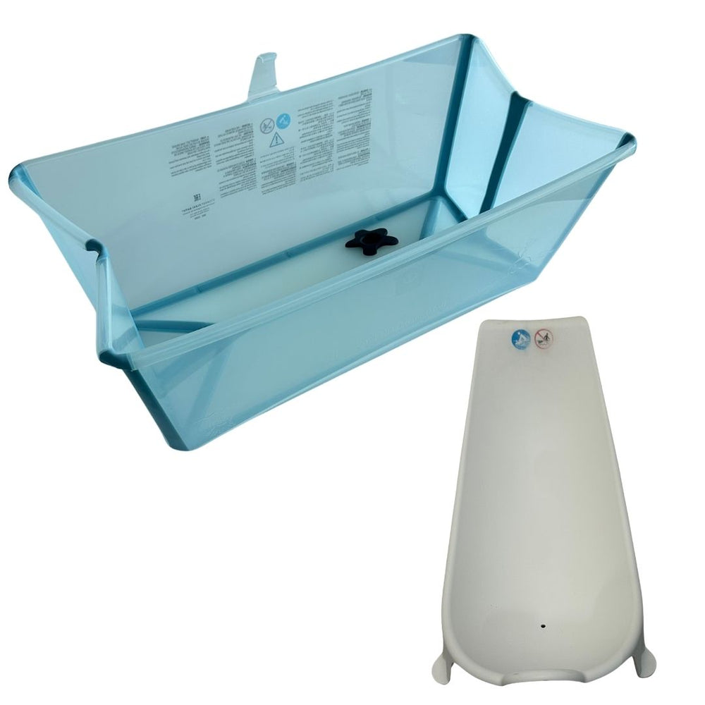 stokke flexi bath bundle with newborn support Stokke Flexi Bath Tub + Newborn Support Bundle - Clear Green | Shop used Bathing & Potty in UAE
