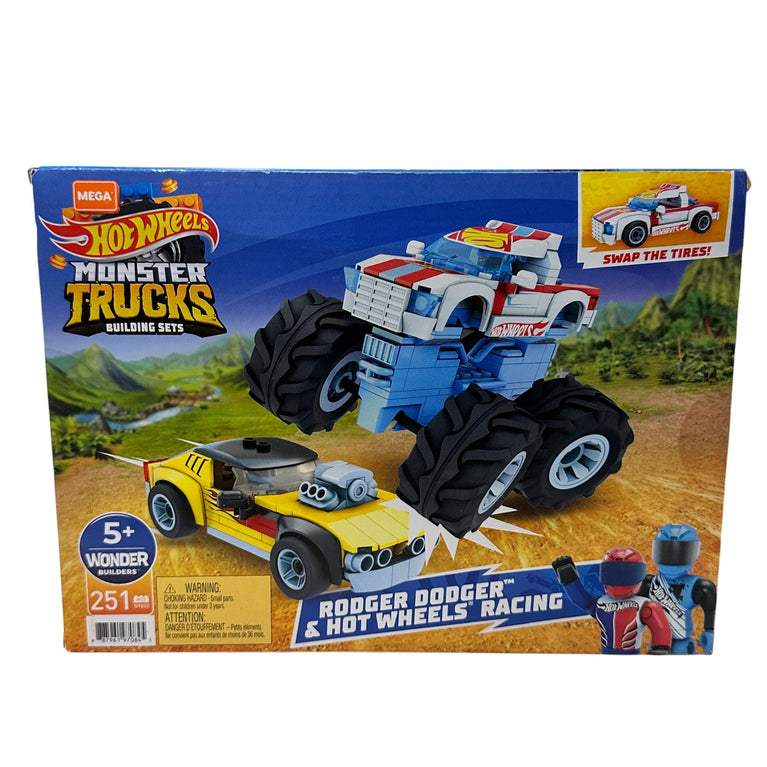 Mega Construx Hot Wheels Rodger Dodger & Hot Wheels Racing Construction Set, Building Toys for Kids