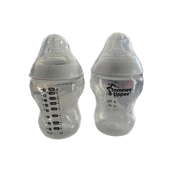 Tommee-Tippee-Closer-To-Nature-Milk-Feeding-Bottle-Clear-260ml-Pack-of-2-Image 1
